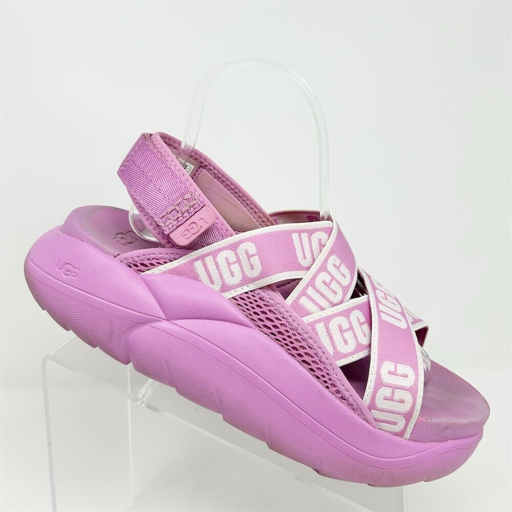 UGG LA Cloud Womens Platform Sport Sandals Purple Pink Slingback Logo Size 9